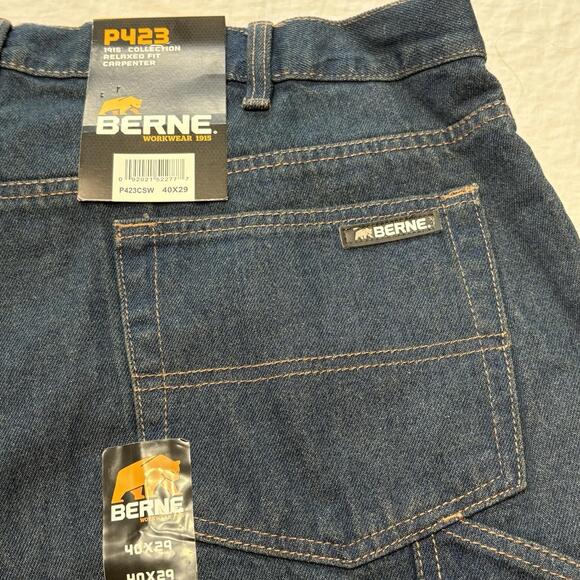 Berne 1915 Collection Relaxed Fit P423CSW Carpenter Jeans Men's 40x29 New - Picture 7 of 14